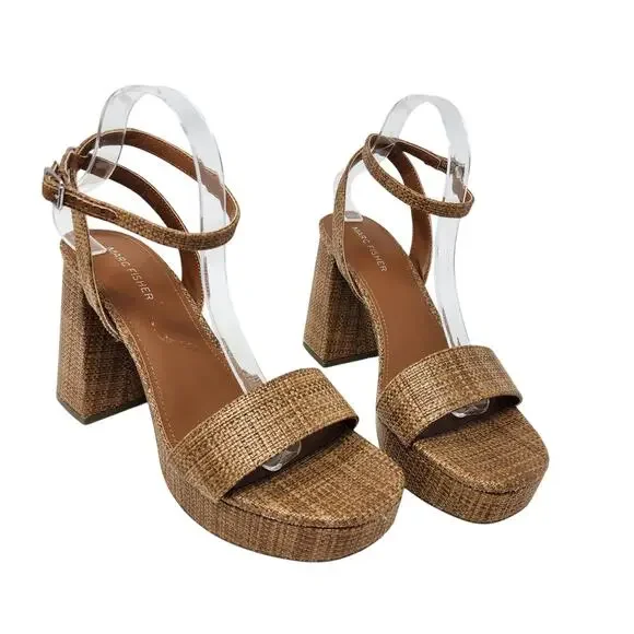 Marc Fisher | Shoes | Marc Fisher Slade Block Heels Ankle Strap Dress  Sandals Brown Size M | Poshmark